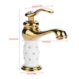 Solid Brass Mixer Tap Cold/Hot Water Faucet with Ornaments for Basin Sink (Golden)