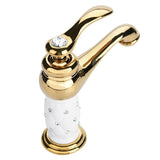 Solid Brass Mixer Tap Cold/Hot Water Faucet with Ornaments for Basin Sink (Golden)