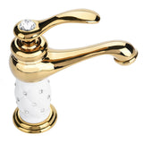 Solid Brass Mixer Tap Cold/Hot Water Faucet with Ornaments for Basin Sink (Golden)