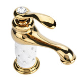 Solid Brass Mixer Tap Cold/Hot Water Faucet with Ornaments for Basin Sink (Golden)