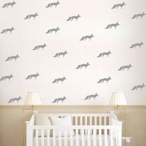Vinyl Wall Sticker Fox Shaped Decal for Nursery Dormitory Bedroom Home Decoration(Light grey) In Australia - Darrahopens