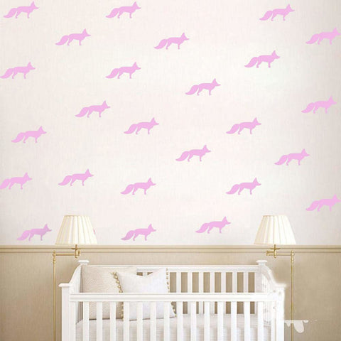 Vinyl Wall Sticker Fox Shaped Decal for Nursery Dormitory Bedroom Home Decoration(Pink) In Australia - Darrahopens