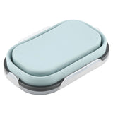 Food Grade Silicone Foldable Lunch Box Portable Rectangle Food Storage Container (Blue)