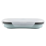 Food Grade Silicone Foldable Lunch Box Portable Rectangle Food Storage Container (Blue)