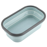 Food Grade Silicone Foldable Lunch Box Portable Rectangle Food Storage Container (Blue)