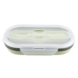 Food Grade Silicone Foldable Lunch Box Portable Rectangle Food Storage Container (Green)