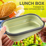 Food Grade Silicone Foldable Lunch Box Portable Rectangle Food Storage Container (Green) In Australia - Darrahopens