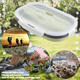 Food Grade Silicone Foldable Lunch Box Portable Rectangle Food Storage Container (Green) In Australia - Darrahopens