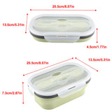Food Grade Silicone Foldable Lunch Box Portable Rectangle Food Storage Container (Green) In Australia - Darrahopens