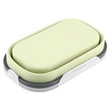 Food Grade Silicone Foldable Lunch Box Portable Rectangle Food Storage Container (Green)