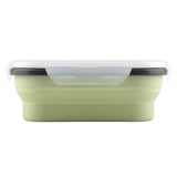 Food Grade Silicone Foldable Lunch Box Portable Rectangle Food Storage Container (Green)