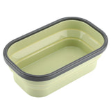 Food Grade Silicone Foldable Lunch Box Portable Rectangle Food Storage Container (Green)
