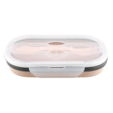 Food Grade Silicone Foldable Lunch Box Portable Rectangle Food Storage Container (Apricot) In Australia - Darrahopens