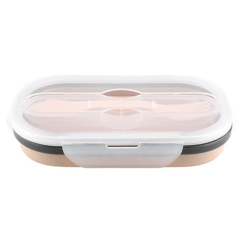 Food Grade Silicone Foldable Lunch Box Portable Rectangle Food Storage Container (Apricot) In Australia - Darrahopens