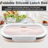 Food Grade Silicone Foldable Lunch Box Portable Rectangle Food Storage Container (Apricot) In Australia - Darrahopens