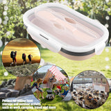 Food Grade Silicone Foldable Lunch Box Portable Rectangle Food Storage Container (Apricot) In Australia - Darrahopens