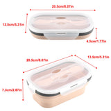 Food Grade Silicone Foldable Lunch Box Portable Rectangle Food Storage Container (Apricot) In Australia - Darrahopens