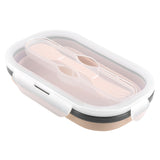 Food Grade Silicone Foldable Lunch Box Portable Rectangle Food Storage Container (Apricot) In Australia - Darrahopens