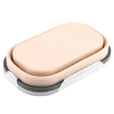 Food Grade Silicone Foldable Lunch Box Portable Rectangle Food Storage Container (Apricot)