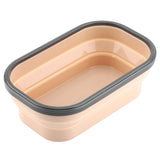 Food Grade Silicone Foldable Lunch Box Portable Rectangle Food Storage Container (Apricot)