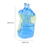 Portable Children Kids Mesh Drawstring Backpack Outdoor Beach Shell Toy Storage Bag (Blue)