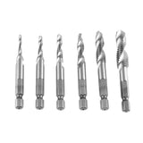 6pcs M3-M10 High Speed Steel Hex Shank Combination Screw Tap Drill Bit Set (HSS4341)