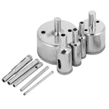 10Pcs/Set Diamond Coated Core Drill Bit 3~50mm Hole Saw for Tile Ceramic Glass Porcelain Marble