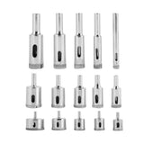 15Pcs/Set Diamond Coated Core Drill Bit 6~50mm Hole Saw for Tile Ceramic Glass Porcelain Marble