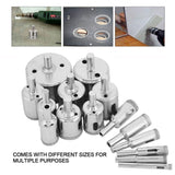 15Pcs/Set Diamond Coated Core Drill Bit 6~50mm Hole Saw for Tile Ceramic Glass Porcelain Marble