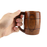 Natural Wooden Beer Cup Retro Big Capacity Tea Water Classic Wood Drinking Mug with Handle