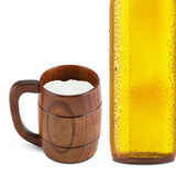 Natural Wooden Beer Cup Retro Big Capacity Tea Water Classic Wood Drinking Mug with Handle
