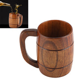 Natural Wooden Beer Cup Retro Big Capacity Tea Water Classic Wood Drinking Mug with Handle