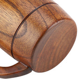 Natural Wooden Beer Cup Retro Big Capacity Tea Water Classic Wood Drinking Mug with Handle