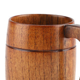 Natural Wooden Beer Cup Retro Big Capacity Tea Water Classic Wood Drinking Mug with Handle