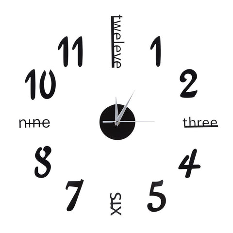 Wall Sticker digital clock stickers Wall Clock DIY 3D Decorative Wall Clock for Home Black In Australia - Darrahopens