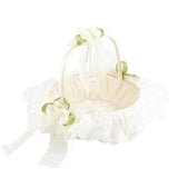 Romantic Lace Flower Girl Basket Bamboo Satin Bowknot Bridal Baskets for Wedding Party Decor In Australia - Darrahopens