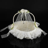 Romantic Lace Flower Girl Basket Bamboo Satin Bowknot Bridal Baskets for Wedding Party Decor In Australia - Darrahopens