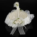 Romantic Lace Flower Girl Basket Bamboo Satin Bowknot Bridal Baskets for Wedding Party Decor In Australia - Darrahopens
