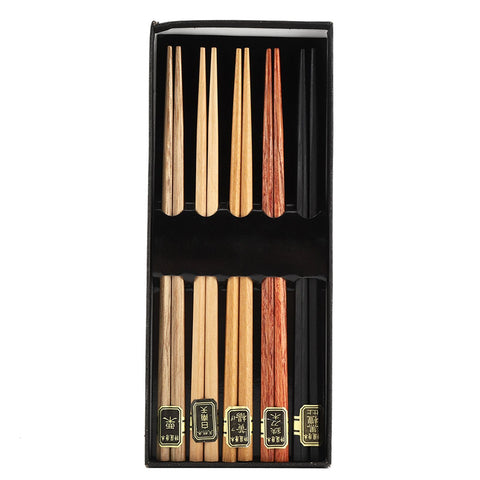 5Pcs Multicolored Natural Logs Wooden Paint Handmade Reusable Chopsticks with Gift Box In Australia - Darrahopens
