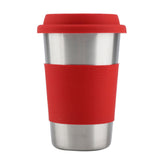 500ml Stainless Steel Cup Drinking with Silicone Cover & Lid Heat Insulation Water Bottle (Red)