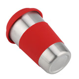 500ml Stainless Steel Cup Drinking with Silicone Cover & Lid Heat Insulation Water Bottle (Red)