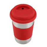 500ml Stainless Steel Cup Drinking with Silicone Cover & Lid Heat Insulation Water Bottle (Red)