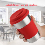 500ml Stainless Steel Cup Drinking with Silicone Cover & Lid Heat Insulation Water Bottle (Red)