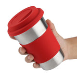 500ml Stainless Steel Cup Drinking with Silicone Cover & Lid Heat Insulation Water Bottle (Red)
