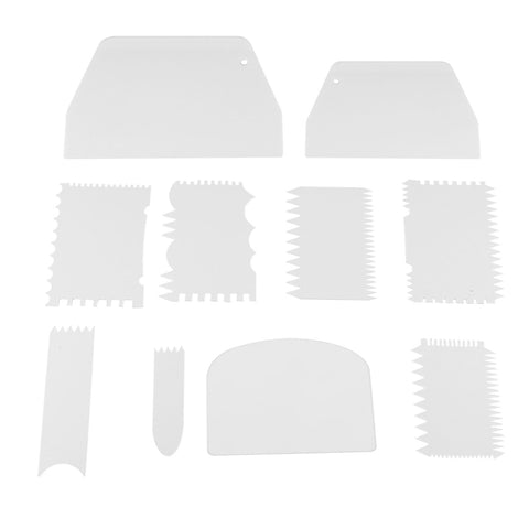 10pcs/set Plastic Baking Edge Dough Scraper Cutter Pastry Spatulas Cake Decoration Baking Tools In Australia - Darrahopens