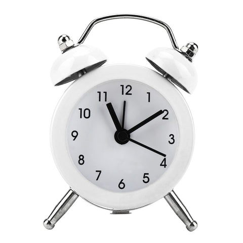 3Inch Portable Fashion Mini Metal Digital Alarm Clock with Battery Exquisite for Student White