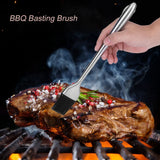 Stainless Steel Handle Silicone Head Basting Barbecue Oil Brush BBQ Roasting Tool (30cm)
