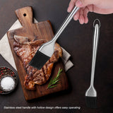 Stainless Steel Handle Silicone Head Basting Barbecue Oil Brush BBQ Roasting Tool (30cm) In Australia - Darrahopens