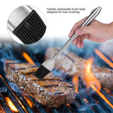 Stainless Steel Handle Silicone Head Basting Barbecue Oil Brush BBQ Roasting Tool (30cm)