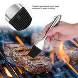 Stainless Steel Handle Silicone Head Basting Barbecue Oil Brush BBQ Roasting Tool (20cm)